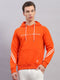 Men Orange Printed Hooded Full Sleeve Sweatshirt