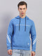 Men Blue Printed Hooded Full Sleeve Sweatshirt