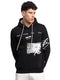 Men Black Printed Hooded Full Sleeve Sweatshirt