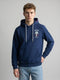 Men Blue Back Printed Hooded Full Sleeve Sweatshirt