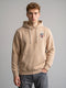 Men Beige Back Printed Hooded Full Sleeve Sweatshirt
