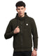 Men Olive Self Design Hooded Full Sleeve Sweatshirt
