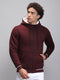 Men Maroon Solid Hooded Full Sleeve Sweatshirt