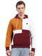 Men Maroon Colourblocked Hooded Full Sleeve Sweatshirt