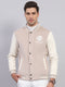 Men Beige Printed Mock Neck Full Sleeve Sweatshirt