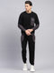 Men Black Solid Round Neck Full Sleeve Winter Tracksuit