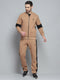Men Khaki Printed Round Neck Full Sleeve Winter Tracksuit