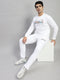 Men White Printed Round Neck Full Sleeve Winter Tracksuit
