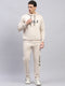 Men Cream Printed Hooded Full Sleeve Winter Tracksuit