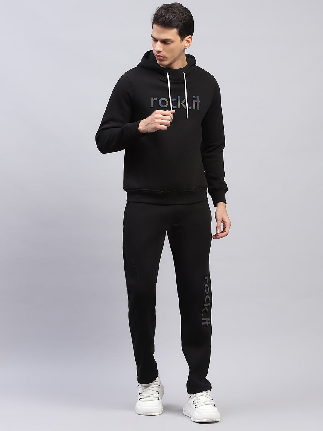 Buy Men Black Printed Hooded Full Sleeve Winter Tracksuit Online in India Rock Rockit