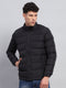 Men Black Solid Mock Neck Full Sleeve Heating Jacket