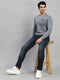 Men Grey Solid Round Neck Full Sleeve Winter T-Shirt