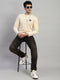 Men Cream Solid Round Neck Full Sleeve Winter T-Shirt