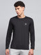 Men Black Solid Round Neck Full Sleeve Winter T-Shirt