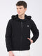 Men Black Solid Hooded Full Sleeve Reversible Jacket