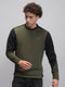 Men Olive Solid Round Neck Full Sleeve Sweatshirt