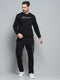 Men Black Printed Round Neck Full Sleeve Winter Tracksuit