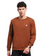 Men Rust Solid Round Neck Full Sleeve Sweatshirt