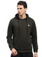 Men Olive Solid Hooded Full Sleeve Sweatshirt