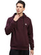 Men Maroon Solid Hooded Full Sleeve Sweatshirt