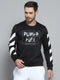 Men Black Printed Round Neck Full Sleeve Sweatshirt