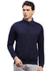 Men Navy Blue Self Design Turtle Neck Full Sleeve Sweatshirt