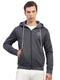 Men Charcoal Self Design Hooded Full Sleeve Sweatshirt