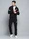 Men Black Printed Mock Neck Full Sleeve Winter Tracksuit
