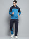 Men Navy Blue Printed Mock Neck Full Sleeve Winter Tracksuit