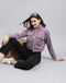 Women Purple Solid Turtle Neck Full Sleeve Sweatshirt
