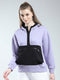 Women Purple Solid Hooded Full Sleeve Sweatshirt