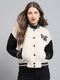 Women Cream Printed Band Collar Full Sleeve Jacket