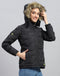 Women Black Solid Hooded Full Sleeve Heating Jacket