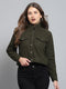 Women Olive Solid Collar Full Sleeve Jacket