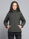 Women Olive Solid Detachable Hood Full Sleeve Jacket