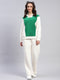 Women White Solid Collar Full Sleeve Tracksuit