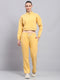 Women Yellow Solid Mock Neck Full Sleeve Cords set