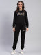 Women Black Printed Round Neck Full Sleeve Cords set