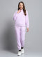 Women Purple Solid Mock Neck Full Sleeve Tracksuit