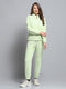 Women Green Solid Mock Neck Full Sleeve Tracksuit