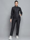 Women Black Printed Mock Neck Full Sleeve Tracksuit