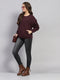 Women Maroon Solid Round Neck Full Sleeve Sweatshirt