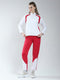Women White & Red Solid Mock Neck Full Sleeve Winter Tracksuit
