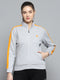 Women Grey Solid Mock Neck Full Sleeve Sweatshirt