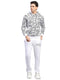 Men White Printed Hooded Full Sleeve Winter Tracksuit