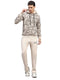 Men Beige Printed Hooded Full Sleeve Winter Tracksuit