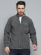 Men Grey Solid Mock Neck Full Sleeve Sweatshirt