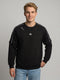 Men Black Self Design Round Neck Full Sleeve Sweatshirt