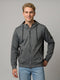 Men Charcoal Solid Hooded Full Sleeve Sweatshirt