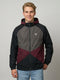 Men Black Colourblocked Detachable Hood Full Sleeve Windcheater